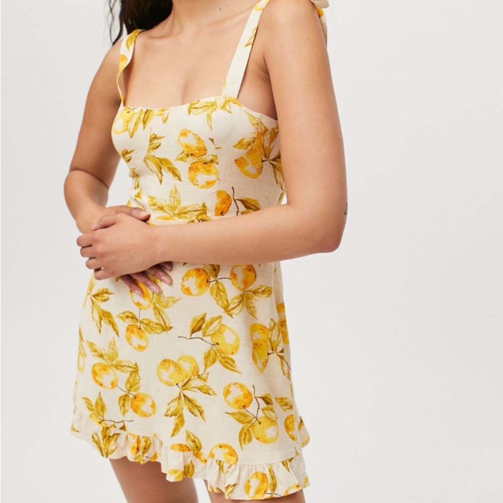 UO Jolene Linen Tie-Shoulder Mini Dress